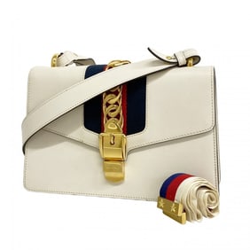 Gucci Sylvie Shoulder Bag 421882 Leather Ivory Women's