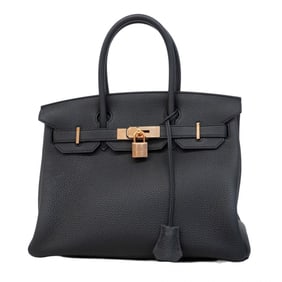Hermes Birkin 30 Togo Handbag, Black, Pink, Y Stamp, Women's