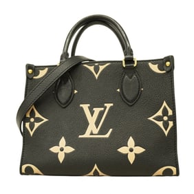 Louis Vuitton Monogram Empreinte Two-Tone On-the-Go PM Handbag M45659 Black/Beige 2-Way Bag for