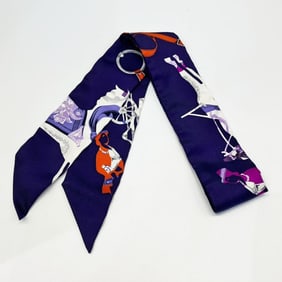 Hermes Hermès Twilly "Tout en Carre" (It's All in the Carre) Scarf/Muffler, Purple, Women's, 100%