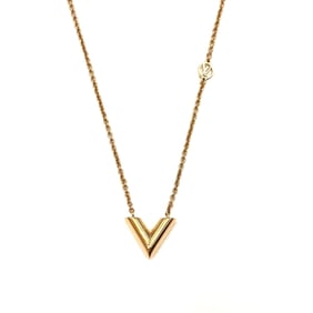 Louis Vuitton Essential V Pendant Necklace, Gold, M00857 LOUIS VUITTON