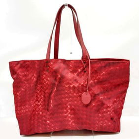 Bottega Veneta Intreccio Illusion Medium Tote Bag in Red Nylon
