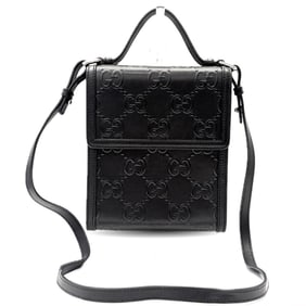 Gucci GG embossed leather shoulder bag in black 625782 GUCCI