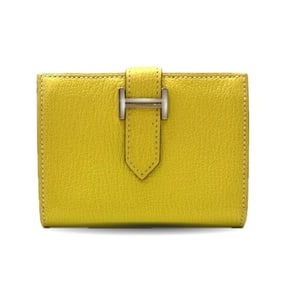 Hermes Bearn Card Case, Yellow Chevre Holder, O Stamp, HERMES