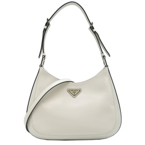 Prada Cleo brushed leather shoulder bag for women in white