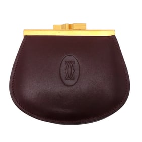 Cartier clasp coin purse for women and men, leather, red