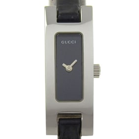 Gucci GUCCI Watch 3900L Stainless Steel x Leather Quartz Analog Display Black Dial Women's