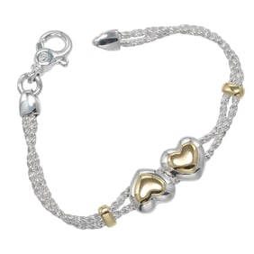 Tiffany & Co. Double Heart Rope Vintage Bracelet, wrist circumference approximately 17.8cm, silver