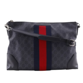 Gucci Messenger Bag Shoulder 474139 GG Supreme Canvas Black Crossbody A4 Zipper Unisex