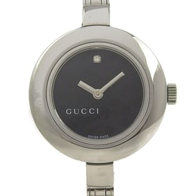 Gucci GUCCI Watch 105 Stainless Steel x Diamond Quartz Analog Display Black Dial Women's