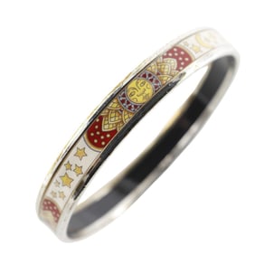 Hermes HERMES Email PM Bangle Enamel Sun, Moon and Stars Metal White Approx. 19g EmailPM Women's