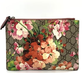 GUCCI GG Blooms 410079 Flower Pouch in Supreme Canvas, Red and Pink, Women's