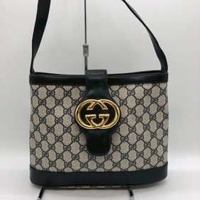 GUCCI Old Gucci Shoulder Bag GG Supreme Leather Navy for Men and Women