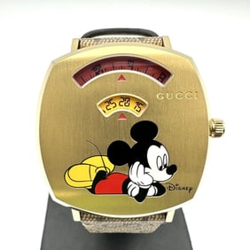 GUCCI Grip YA157420/157.4 Quartz Watch, Mickey and Disney Collaboration, Gold, Men's