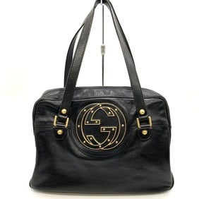 GUCCI Interlocking Shoulder Bag 121544 Leather Black Women's