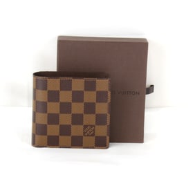LOUIS VUITTON Portefeuille Marco N61675 Bifold Wallet in Damier Canvas, Brown, Women's