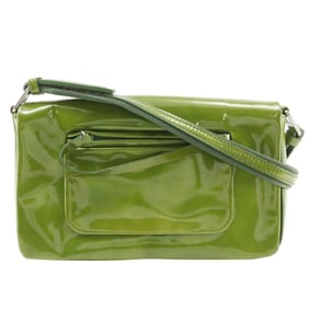 PRADA Shoulder Bag B9645 Enamel Green Strap Magnetic Type Women's