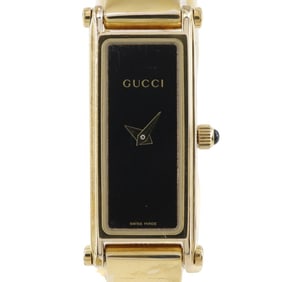 Gucci GUCCI Watch 1500L Gold Plated Quartz Analog Display Black Dial Women's