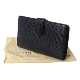 LOUIS VUITTON Louis Vuitton Porte Monnaie Bi-fold Wallet Epi Leather Noir M63242 MI0025