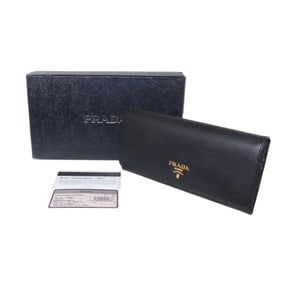 PRADA Prada Saffiano Black Long Wallet 1M1132 GC