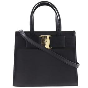 Salvatore Ferragamo Vara Ribbon Handbag 2-way shoulder bag Leather Made in Italy Black Crossbody