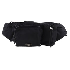 Prada PRADA body bag waist VA0056 nylon black crossbody shoulder zipper unisex