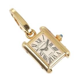 Cartier Tank Watch Charm Pendant Top 18KYG Yellow Gold Sapphire Approx. 4.5g CARTIER