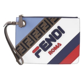 Fendi Mania Clutch Bag FILA Collaboration 8BS020 Leather Made in Italy Handbag Zipper Unisex