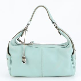 Tod's Leather One-Shoulder Bag Handbag Mint Blue Women's