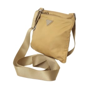 PRADA VELA Shoulder Bag, Body Nylon and Leather, Khaki, B7372