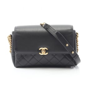 CHANEL Matelasse Shoulder Bag, Lambskin Leather, Women's, Black