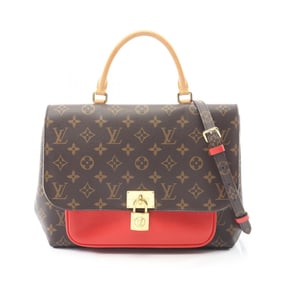 Louis Vuitton Marignan Monogram Coquelicot Handbag, Coated Canvas and Leather, Women's, Brown Red,