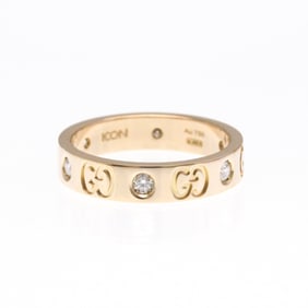 Gucci Icon Ring Diamond Pink Gold (18K) Fashion Diamond Band Ring Pink Gold