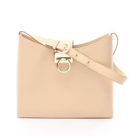 Salvatore Ferragamo Gancini shoulder bag, leather, women's, beige