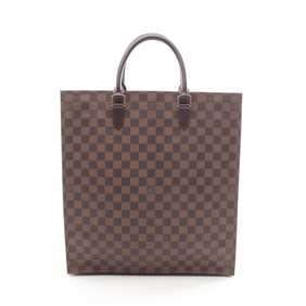 Louis Vuitton Sac Plat Tote Bag, Coated Canvas, Leather, Damier, Women's, Brown, N51140