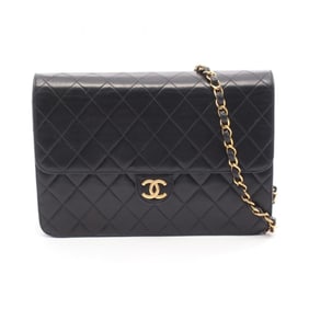 CHANEL Matelasse Shoulder Bag, Lambskin Leather, Women's, Black, A03570