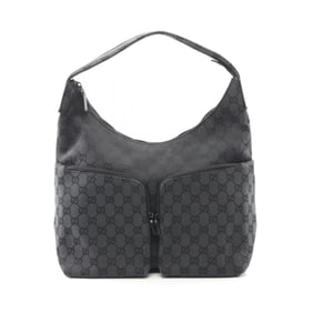 Gucci GG-patterned shoulder bag in canvas and leather, gray, model 001-3380-002058