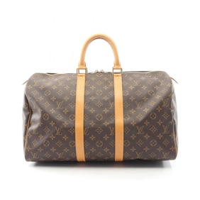 Louis Vuitton Keepall 45 Boston Bag, Coated Canvas and Leather, Monogram, Brown, Men's Women's,