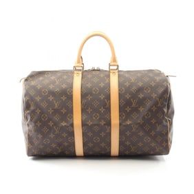 Louis Vuitton Keepall 45 Boston Bag, Coated Canvas and Leather, Monogram, Brown, Men's Women's,