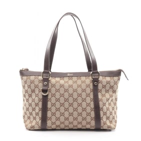Gucci Abbey GG Canvas Tote Bag, and Leather, Women's, Beige Brown, 141470