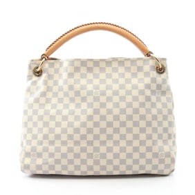 Louis Vuitton Artsy MM Shoulder Bag, Coated Canvas and Leather with Damier Azur, Women's, White,