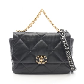 CHANEL 19 Disneuf Matelasse Shoulder Bag in Lambskin Leather, Black, Women's, AS1161