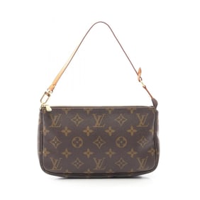 Louis Vuitton Pochette Accessoires Handbag, Coated Canvas and Leather, Monogram, Women's, Brown,