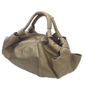 LOEWE Nappa Isle Handbag Anagram Gold Leather
