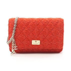 CHANEL 2.55 Matelasse Shoulder Bag, Fabric, Women's, Red