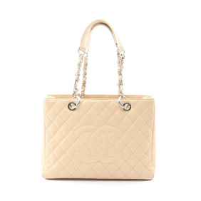 CHANEL Matelasse Grand Shopping GST Tote Bag in Grained Calfskin Leather, Beige