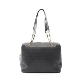 CHANEL Coco Mark Tote Bag in Grained Calfskin Leather, Women's, Black