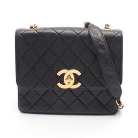 CHANEL Matelasse Shoulder Bag, Lambskin Leather, Women's, Black