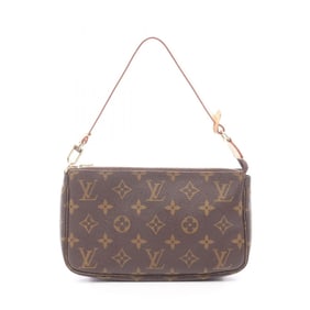 Louis Vuitton Pochette Accessoires Handbag, Coated Canvas and Leather, Monogram, Women's, Brown,
