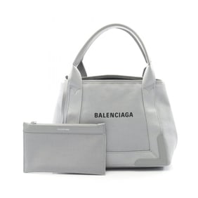 Balenciaga Navy Cabas S Tote Bag, Canvas and Leather, Women's, Gray, 339933.1108